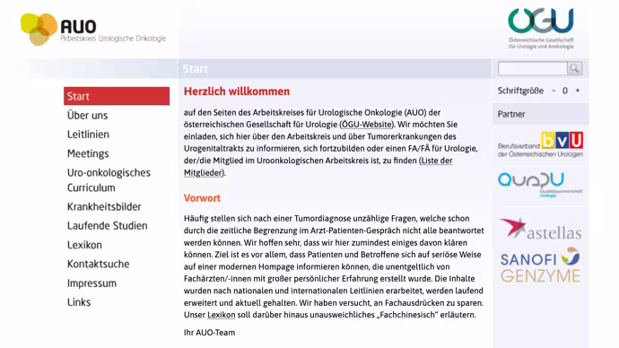 Screenshot Arbeitskreis Urologische Onkologie